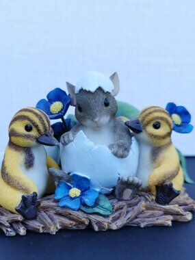 Fitz & Floyd Charming Tails You're One of a Kind Figurine Mice Mouse Ducklings